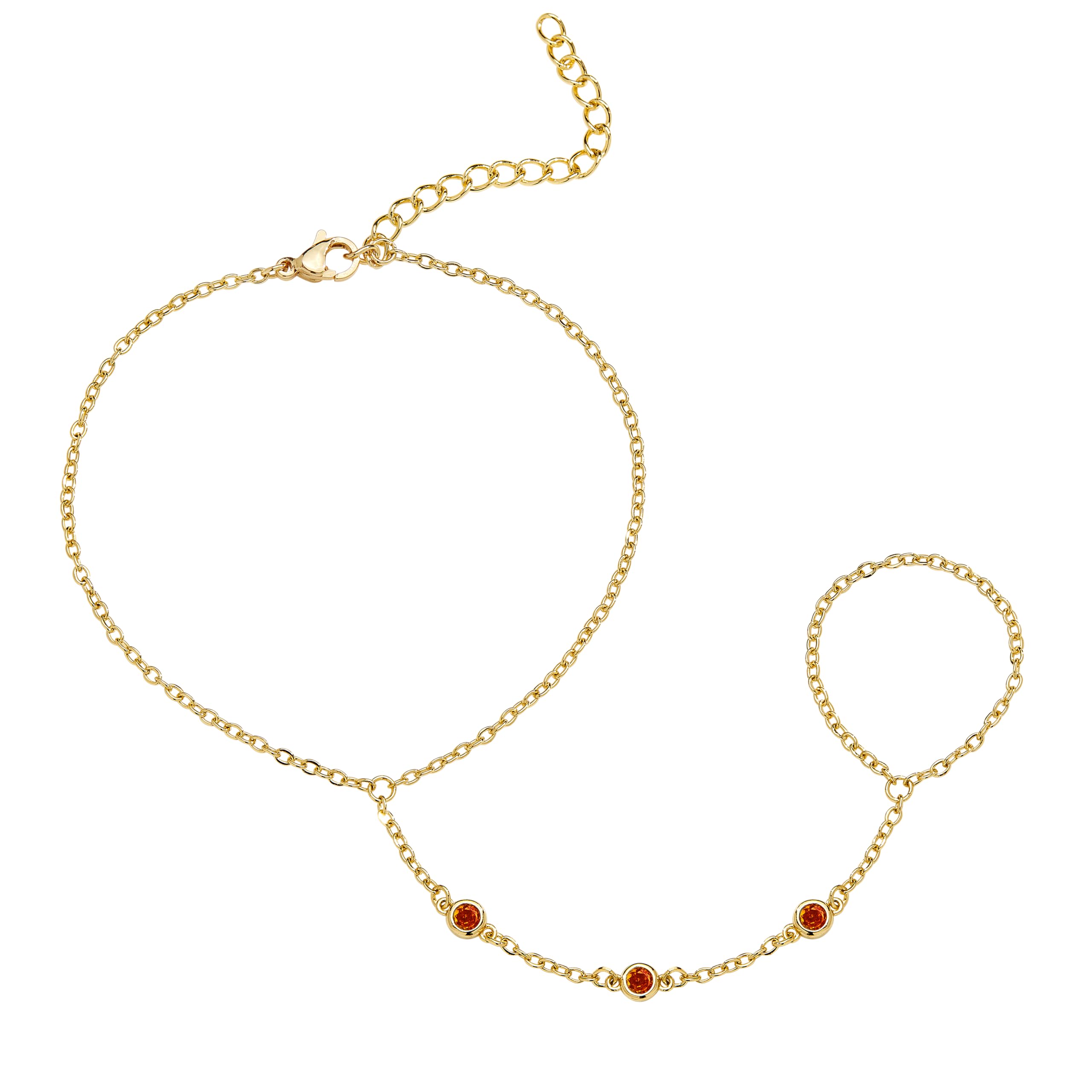 Gold Hand Chain Bracelet for Women Trendy, Dainty 14k Gold Plated Ring Bracelet Hand Chain Finger Ring Slave Cuff Bracelet Cubic Zircon Hand Jewelry for Women Accessories