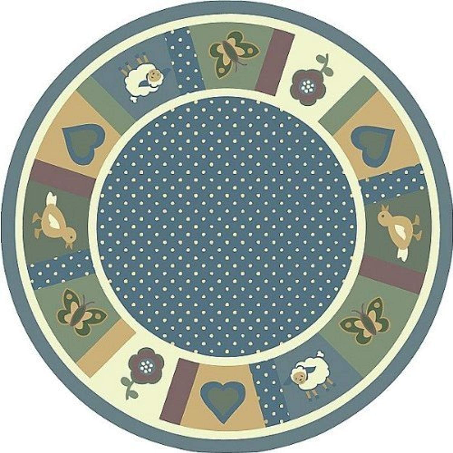 Joy Carpets Kid Essentials Infants & Toddlers Seeing Spots Rug, Soft, 7'7" Round