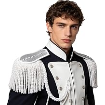 Retro Tassel Fringe Epaulet Shoulder Boards with Pin Band Ringmaster Uniform Accessories Silver Bold Tassel One Size