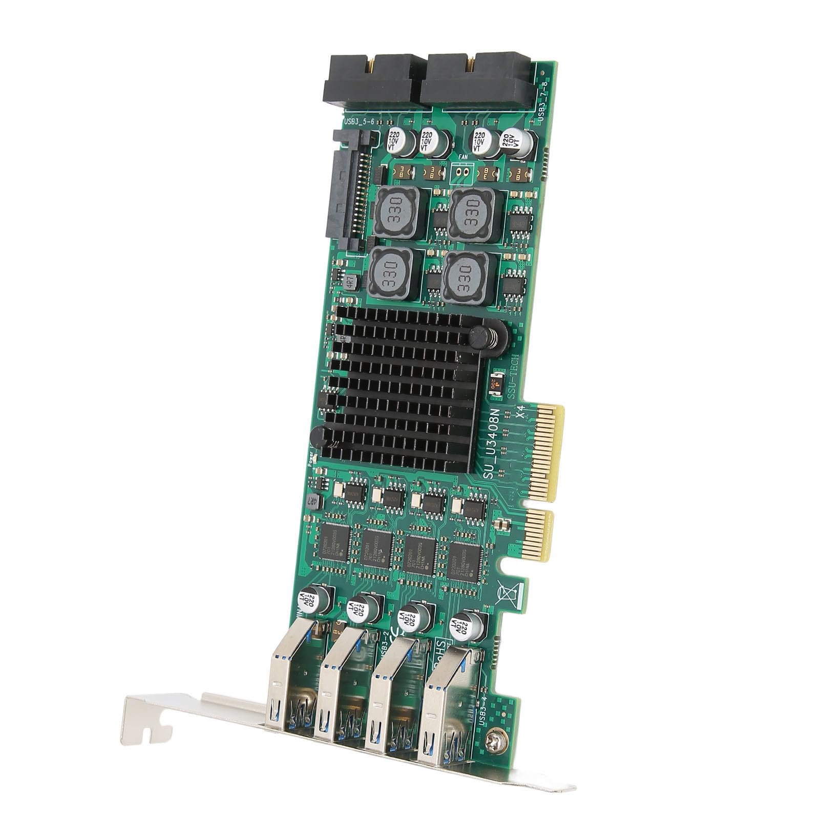 Karta Adaptera PCIE na USB3.0 Niezawodna 4-kanałowa Szybka Karta rozszerzeń PCIE na USB3.0 dla Systemów Xp, ESxI itp. na .0