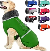 Vista 73 de QBLEEV Abrigo cálido para perro, chaqueta de invierno reflectante, impermeable, resistente al viento, ropa de cuello alto para perro para clima