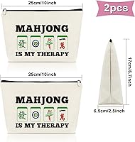 Vista 2 de Sazuwu Mahjong - Regalos para mujeres, 2 bolsas de maquillaje, regalos para jugadores de Mahjong, regalos temáticos de Mahjong, bolsa de cosméticos
