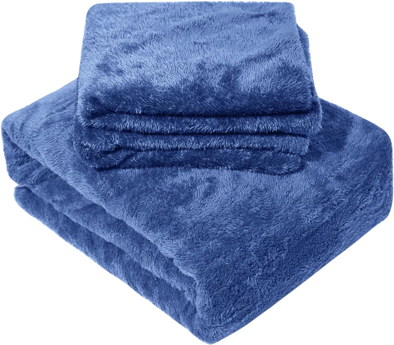 (Similar)(1 piece) ZABER Teddy Fluffy Fleece Queen Fitted Sheet Three Piece Set,1 Plush Fitted Sheet and 2 Piece Soft Pillowcases Simple Style Thickened (Navy Blue, Queen) Navy Blue Queen