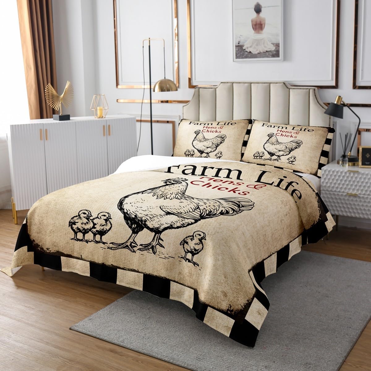 Amazon｜素朴な寝具キルトセット キングサイズ ロッジキャビンキルト ベッドスプレッド ヘラジカ クマ キルトカントリーパッチワーク寝具 森の動物  リバーシブルキルト ベッドスプレッド 素朴なベッドカバー ベッドカバー 軽量プリントキルトオリーブ｜ベッドカバー オンライン通販 Homewish チキンベッドスプレッド ツインサイズ、素朴なファームハウススタイルヴィンテージキルト2ピース、雄鶏の農場の動物の寝