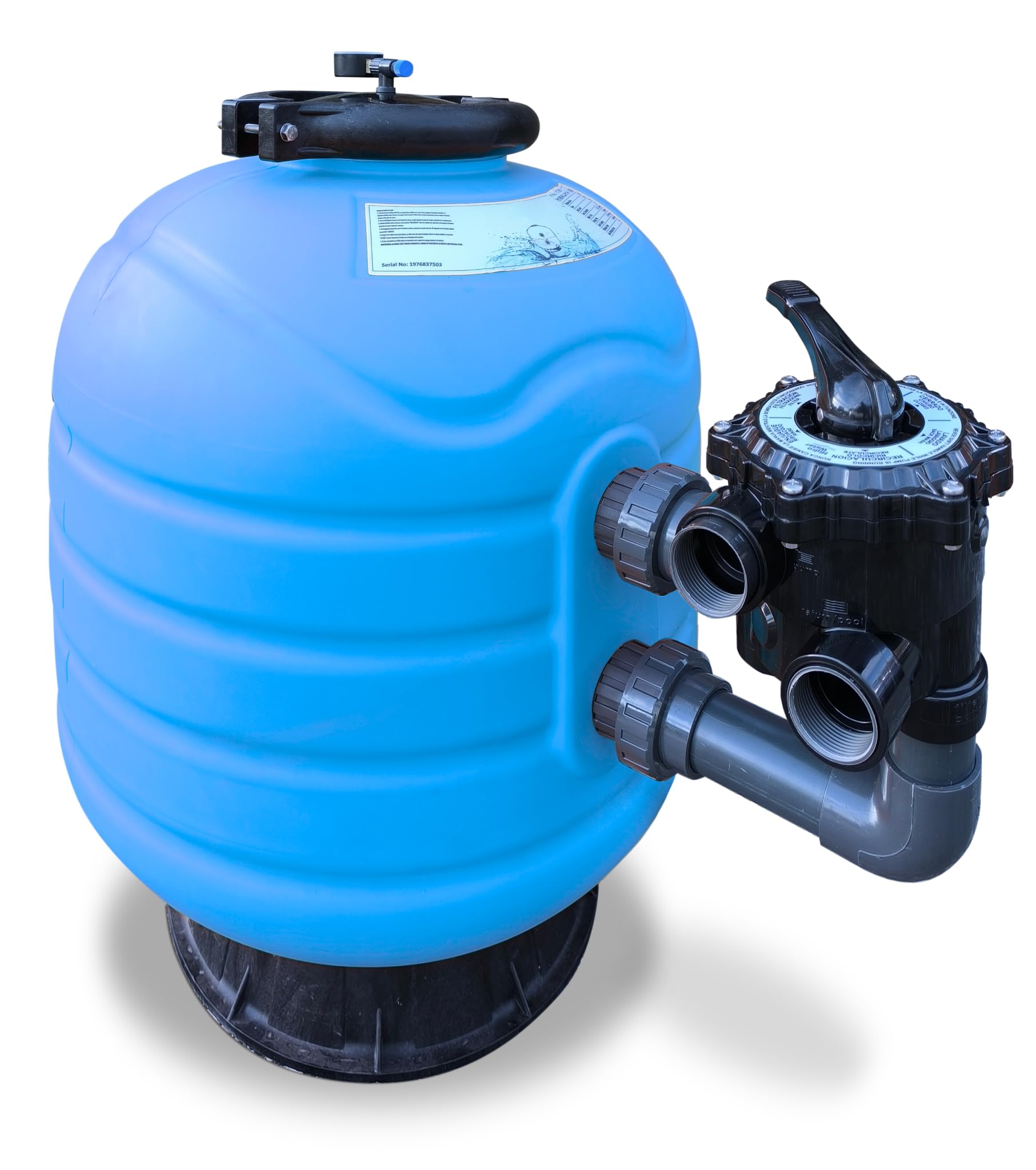 Hidro Water - Filtro soffiato vulcano, Ø500, con valvola selettrice a 6 vie, manometro, coperchio rinforzato e base stabile, filtro per piscina e sistema di filtrazione dell'acqua (600)