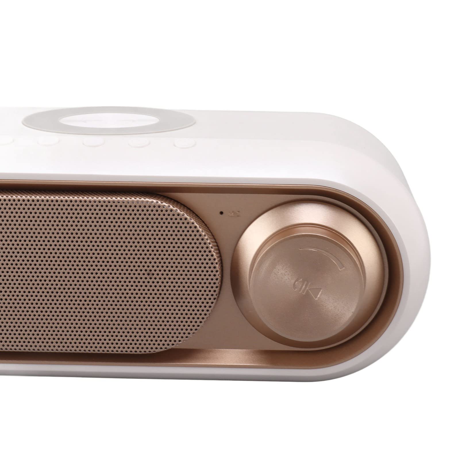 Reloj Despertador Digital, Radio Reloj Despertador con Altavoz Bluetooth de Carga Inalámbrica LED Reloj Despertador Digital Simple y Moderno Altavoz de Radio FM con Cargador (Spray Oro 10W)