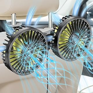 Car Backseat Fan for Backseat Kids, Dual Head Usb Car Headrest Fan for Car Backseat Kids (No Battery)