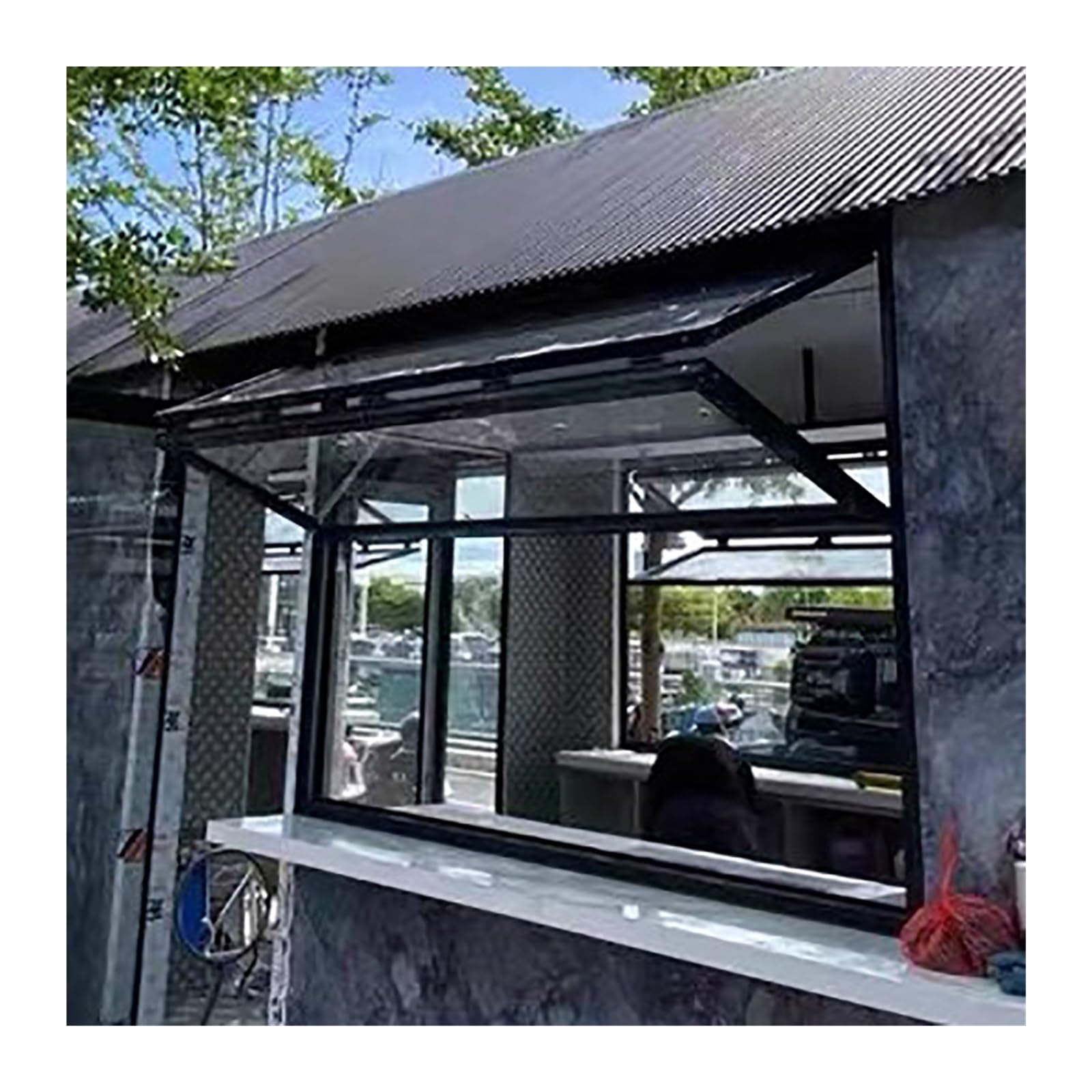 Finestra di servizio mobile per catering, impermeabile, nera, con funzione di serratura, per camion alimentari ed eventi all'aperto (50 x 110 cm)