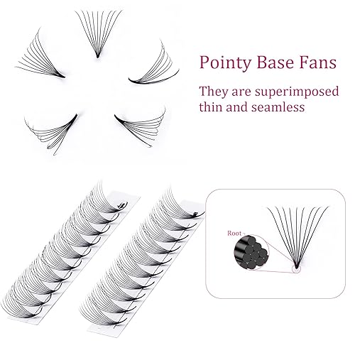 Miniatura 3 de Extensiones de pestañas listas para colocar, con volumen, forma de abanico y punta puntiaguda, extensiones de pestañas prefabricadas con volumen