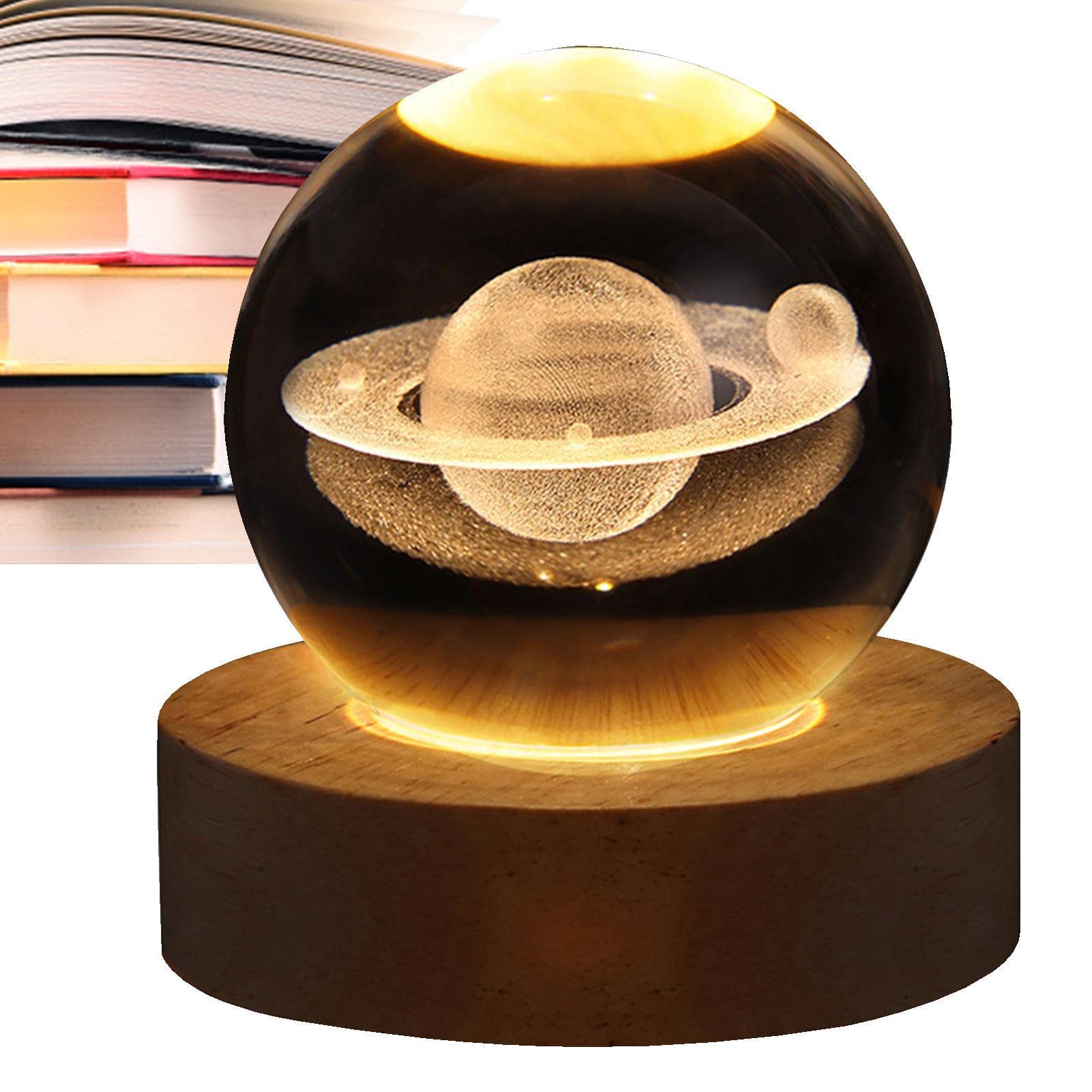 Bexdug Crystal Ball Lamp,LED Lamp with Wooden Base - Warm Lights Day Ideas for Boyfriends Husband Him