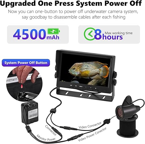 Miniatura 6 de MOQCQGR Cámara de pesca submarina mejorada 2023 con soporte, cámara de pesca en hielo de 7 pulgadas bajo el agua con 12 piezas+12 piezas de luz de