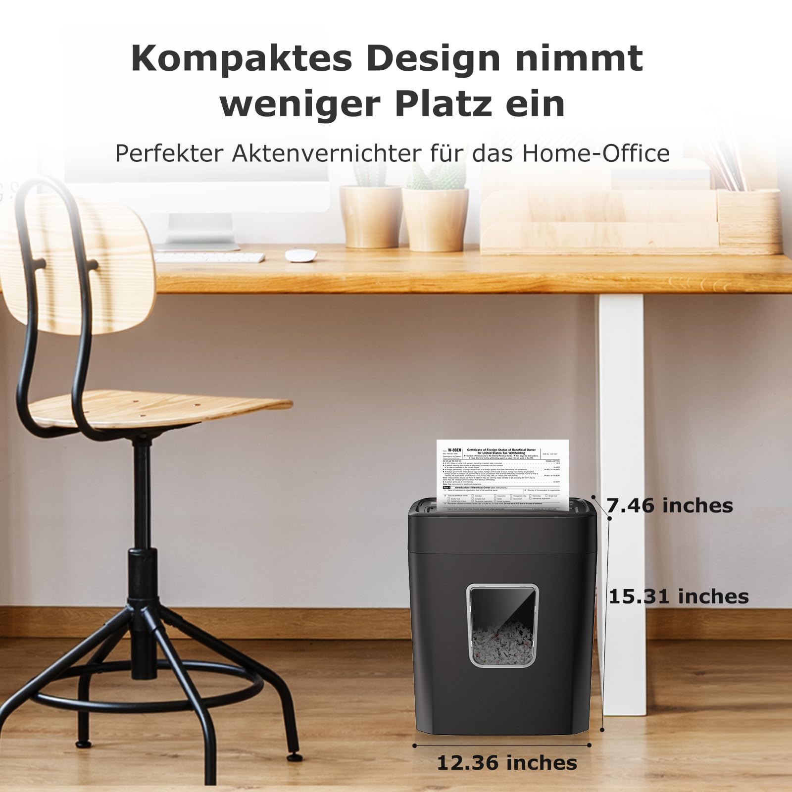 Bonsaii Aktenvernichter für 8 Blatt Kreuzschnitt, Papier Schredder Geräte P4, Schredder mit Tragbarer Handgriff & 16L Papierkorb, für Kreditkarten/Büroklammern, für Home office(C261-C)