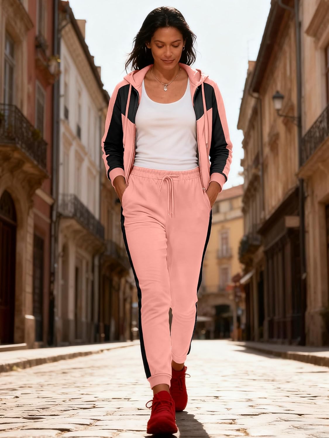 Bealin Women's Jogging Sets 80s 90s Two Piece Outfits Sweatsuit Long Sleeve Zip Tops and Sweatpants Workout Tracksuit Sets - Image 5