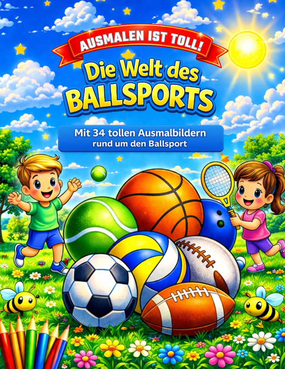 Ballsport Malbuch: Mit 34 tollen Ausmalbildern aus der Welt des Ballsports (Ausmalen ist toll!)
