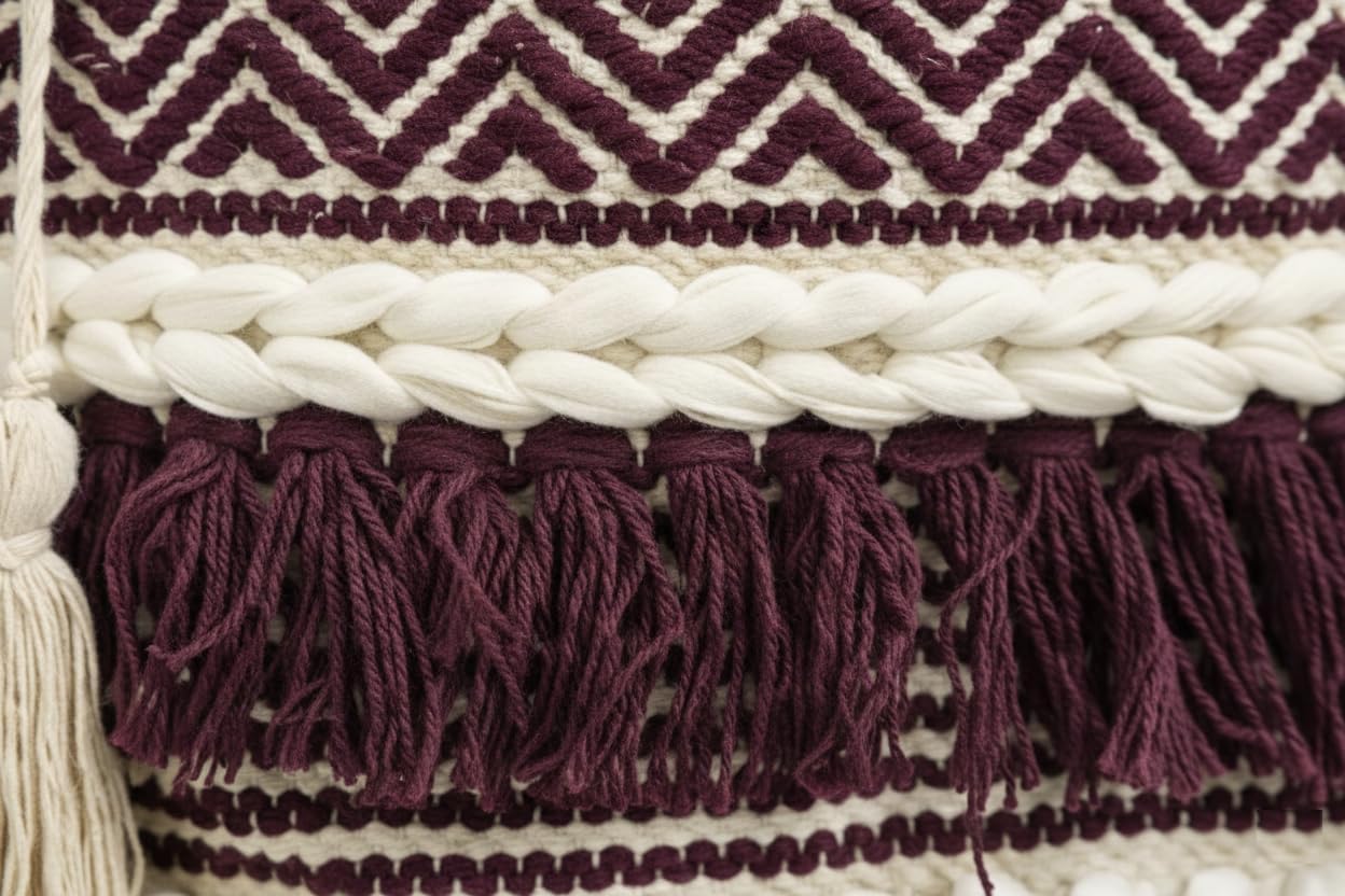 Bohemian Sling Bag for Women | Handwoven Fabric Crossbody Purse with Tassels | Ethnic Casual Shoulder Bag for Travel, Daily Use & Gifting