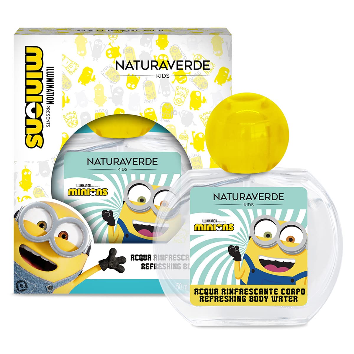 Naturaverde | Kids - Minions - Eau de Toilette Spray per Bambini, Profumo Piacevole sulla Pelle, Contiene Alcool, Natural Spray, 50ml