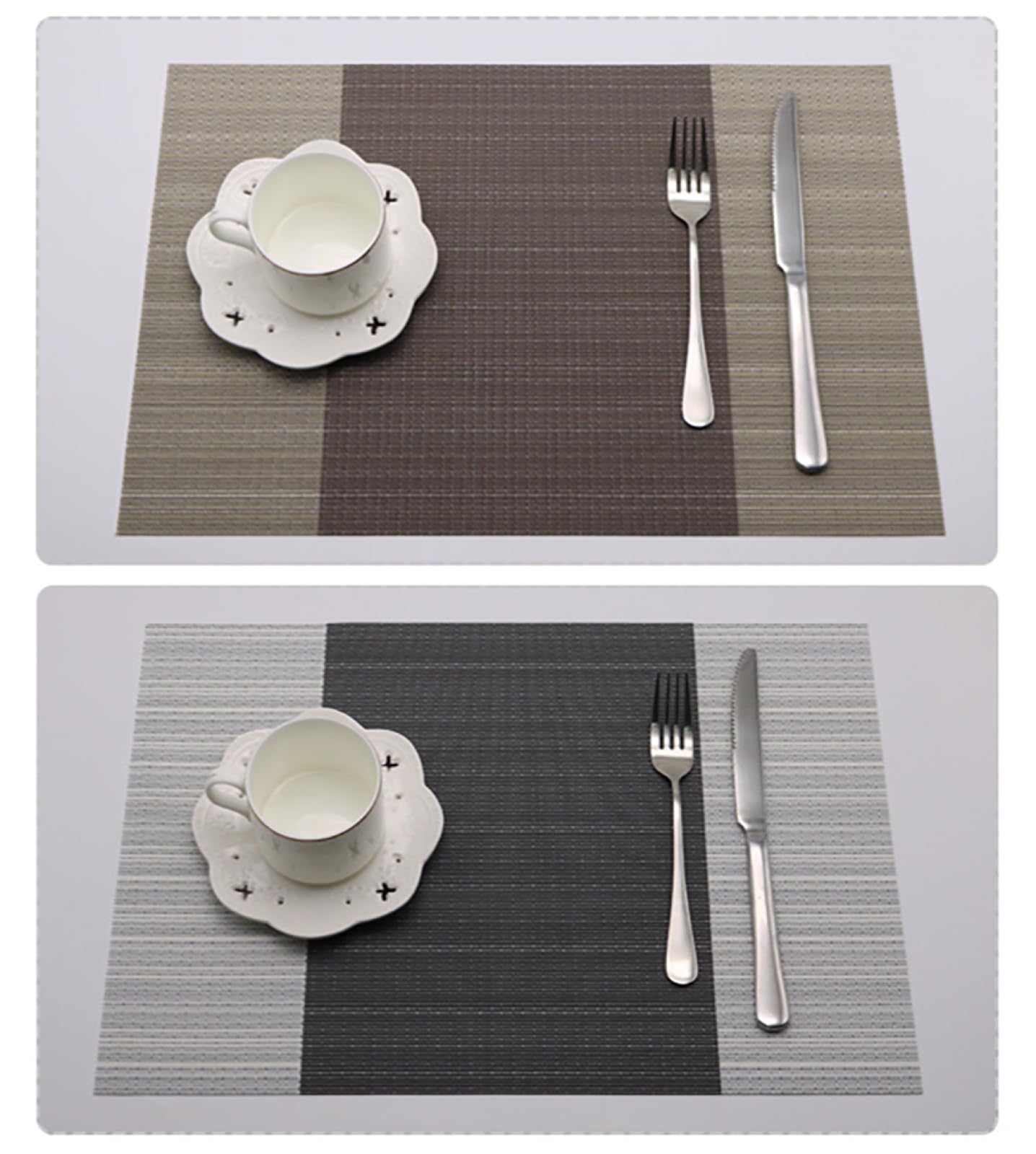 Tovagliette rettangolari Lavabili | Tappetino da caffè e tè Lavabile in PVC | Tovaglietta nordica Moderna Adatta per Decorazioni da Cucina per cene e Feste | 30x45 cm, Grigio, 8 Pezzi (Grigi