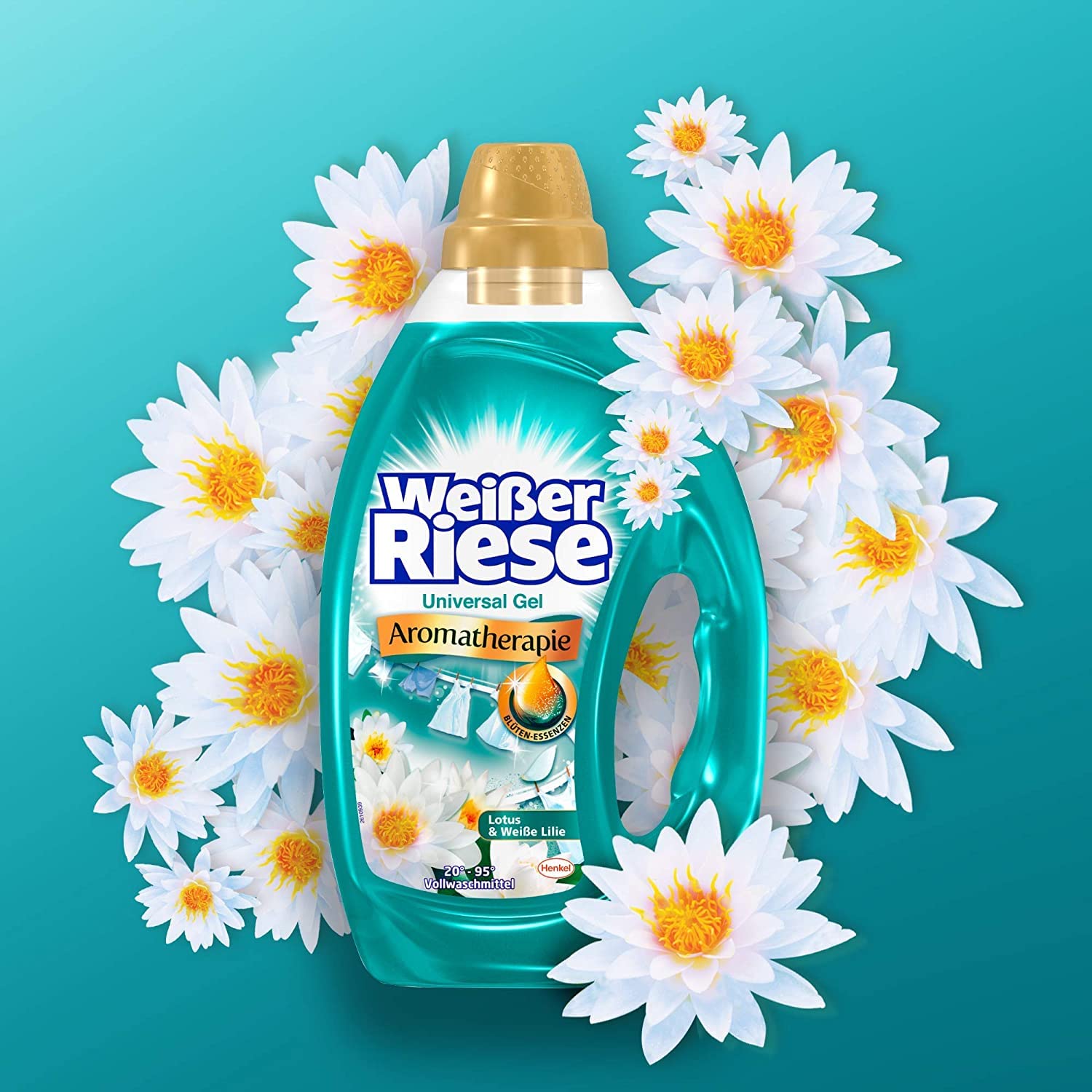 Weißer Riese Universal Gel Essentials Lotus & Mandelöl, Flüssigwaschmittel, 50 Waschladungen 2,5 Liter, 100 WL (2x50)