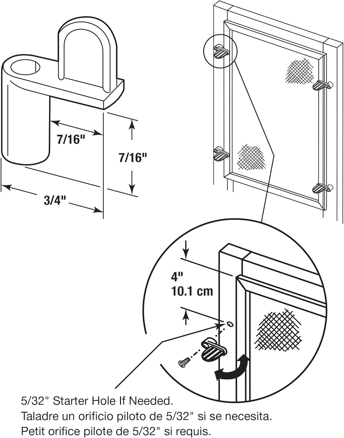 Prime-Line L 5765 Window Screen Clips, 7/16 In., Diecast, Zinc (8 Pack)