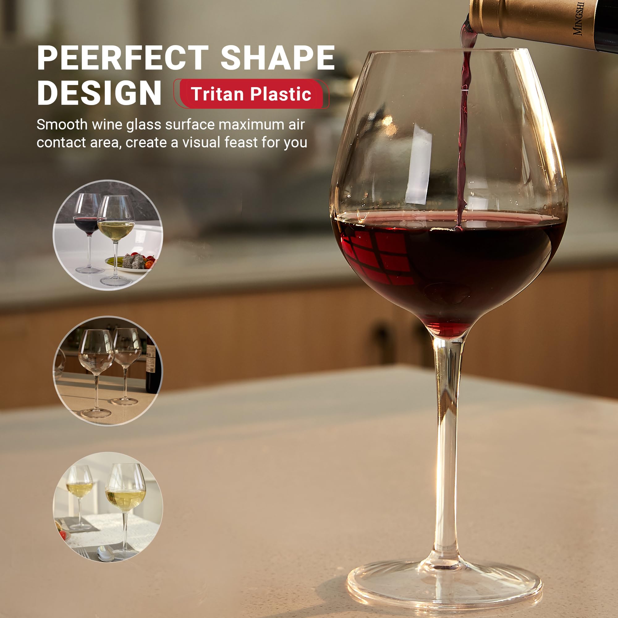 Juego De 6 Copas De Vino Tritan Amazing Abby - 14 Oz, Irrompibles, Sin BPA, Apto Lavavajillas, Para Exteriores