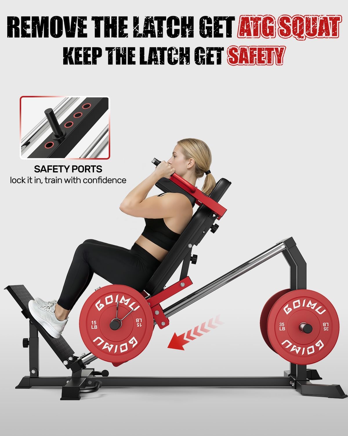L5 Leg Press Hack Squat Machine, 30-Degree Leg Press Machine for Home Gym, Compact Hack Squat Machine with Removable Shoulder Pad, Lower Body Workout Equipment