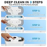 Vista 8 de Limpiador ultrasónico, limpiador de joyas de 48 KHz, limpiador ultrasónico de retenedor para gafas, anillos, correa de reloj, collar, blanco