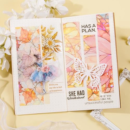 Miniatura 4 de 6 juegos de papel adhesivo Washi para álbumes de recortes, papel decorativo de manualidades para suministros de diario, papel de álbum de recortes