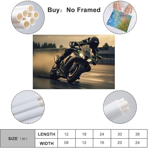 CWBUFD Racing Motorcycle Poster ZX-10R Superbike Motorbike Decorative Canvas Family Bedroom Artwork Picture Painting 16x24inch(40x60cm)