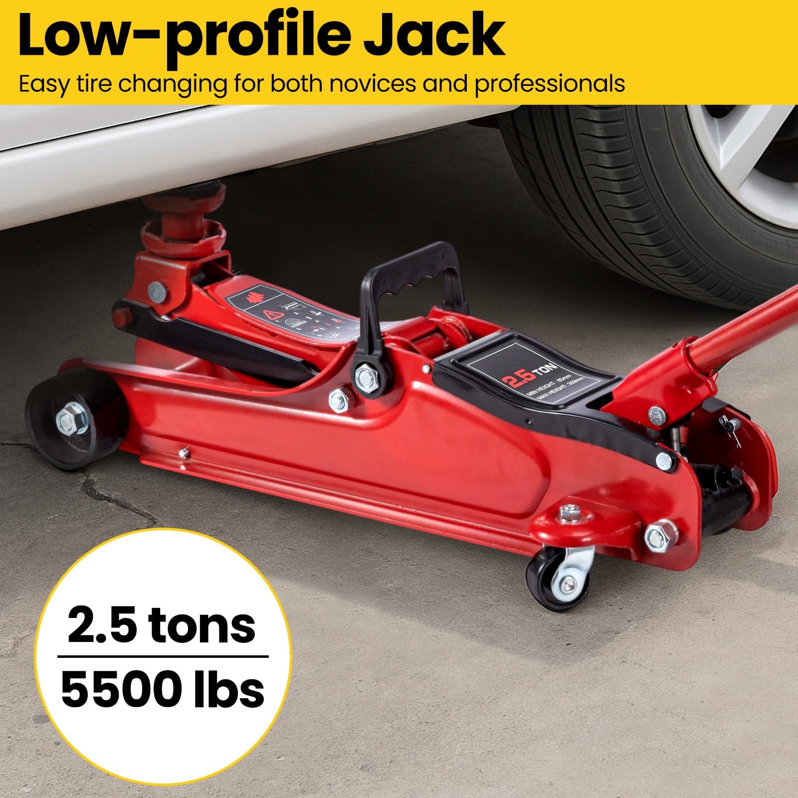 2.5 Ton Hydraulic Low Profile Floor Jack Heavy Duty Trolley Jack for Car jack Van Truck Trailer Auto Repair (Red) — view 3