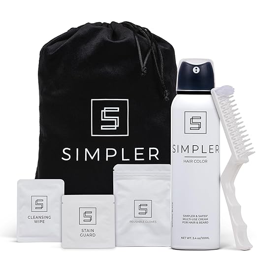 Simpler Hair Color for Men Kit for Full Gray Coverage - Dark Brown Hair Color - Safe, Simple, and Reusable Beard Color for Men