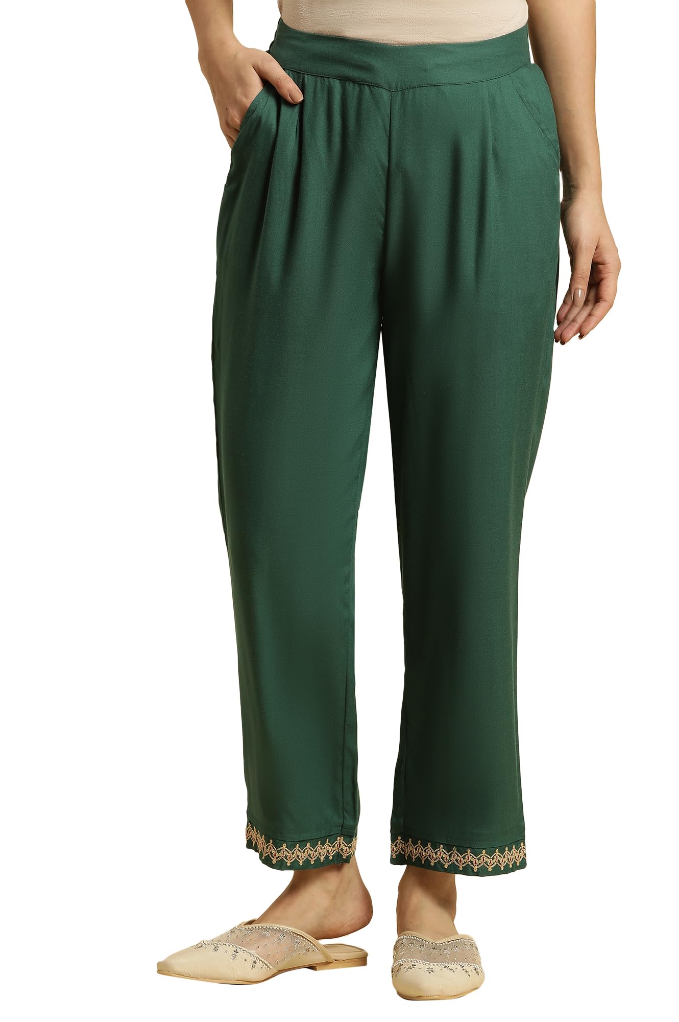w for woman Women High Rise Strechable Straight Pants | Trousers-picture-21