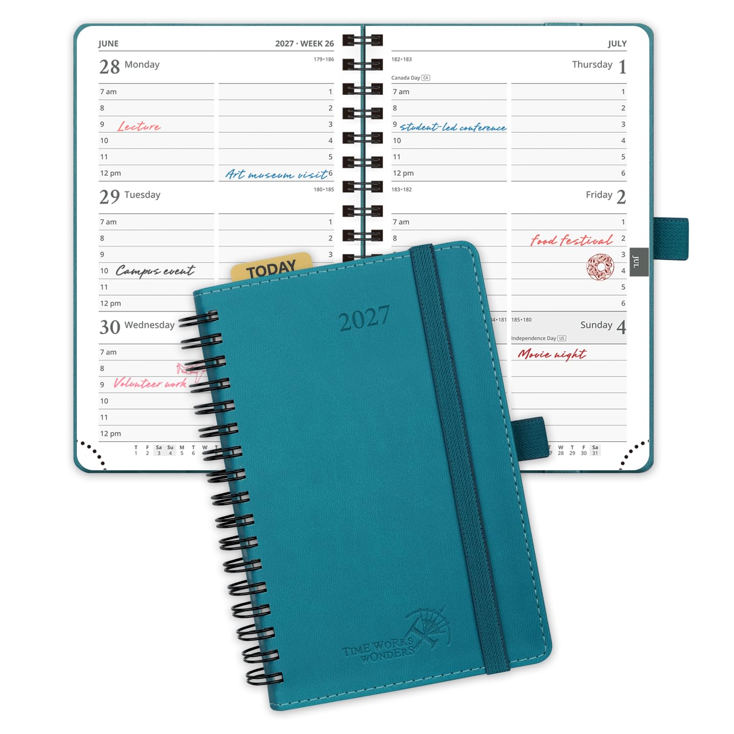 POPRUN Pocket Diary 2027 Week to View A6 Soft Cover Small Spiral Diary