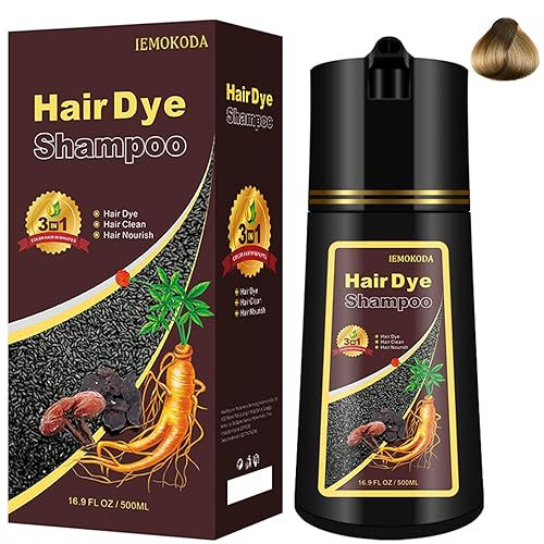 NCEPROHR Champú de color marrón castaño 3 en 1, champú de tinte de cabello marrón herbario instantáneo para mujeres y hombres, champú para cabello