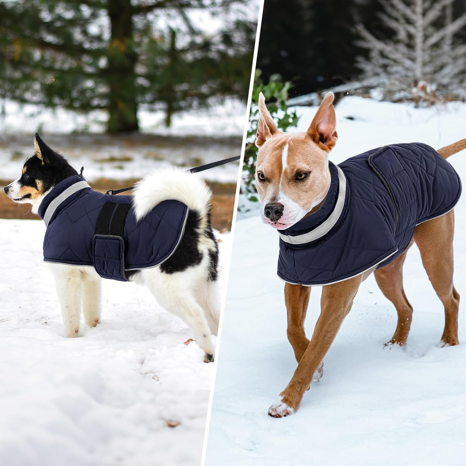 KAMA BRIDAL Dog Winter Coat Warm Padded Puppy Jacket Windproof Water Resistant Clothes for Small Medium Large Pets Christmas Sweater Outfit Vest(DarkBlue, XS) - Image 7