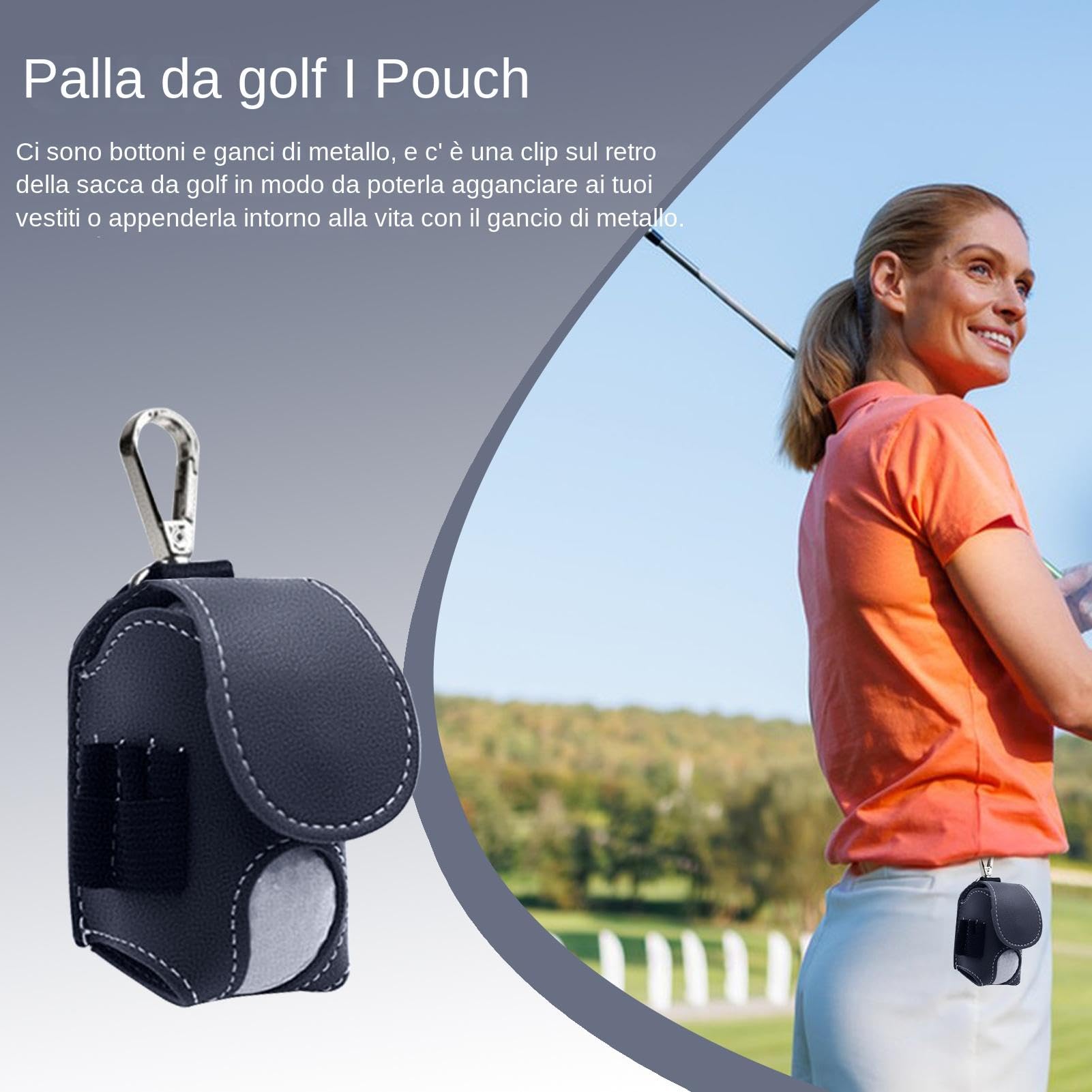 Borsa per il trasporto di palline da golf con chiusura magnetica, per allenamento e competizione