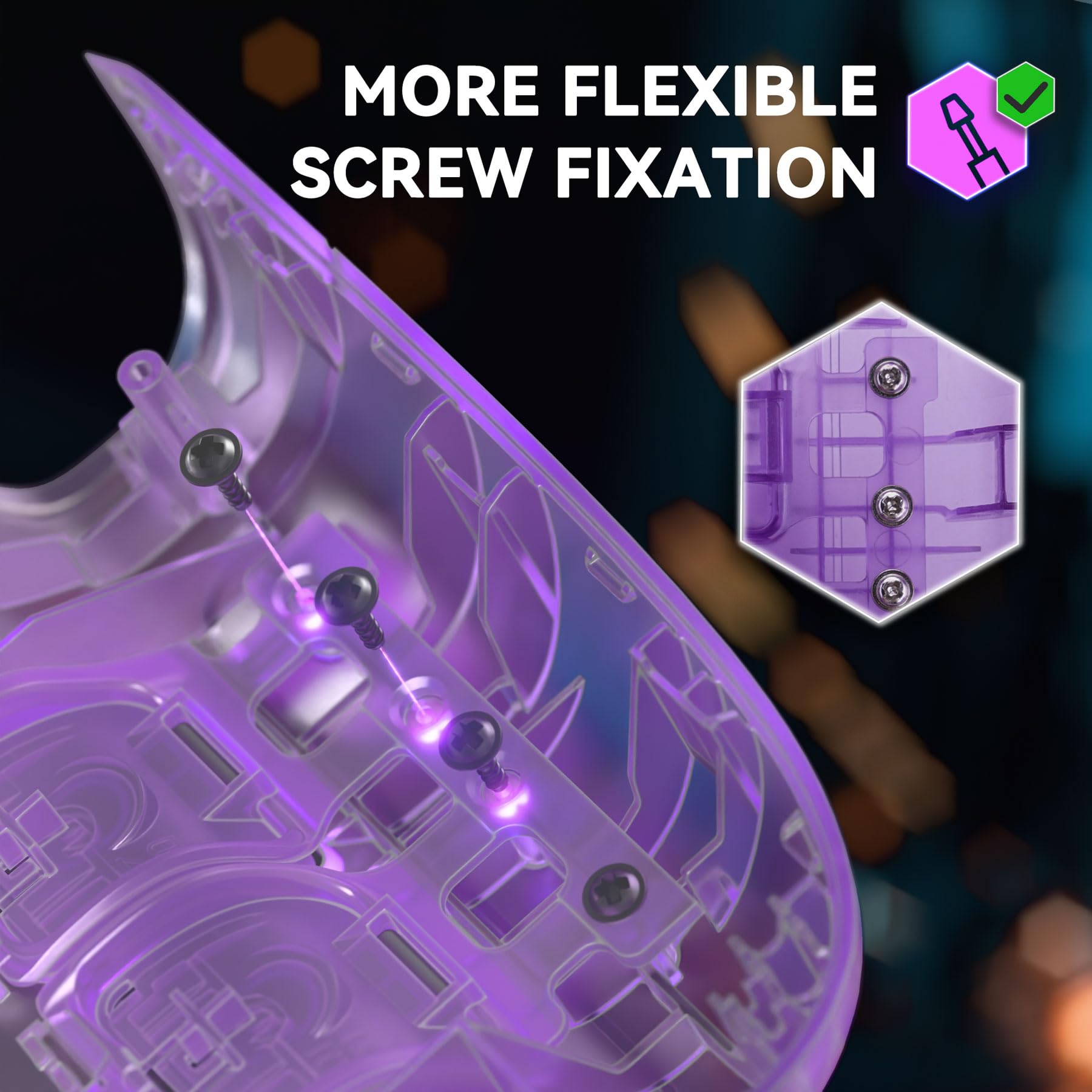 eXtremeRate Cover Posteriore Tasti Intercambiabili per Steam Deck LCD/OLED,Grip Pulsanti Ergonomici L4L5 R4R5 con 2 Altezze e Forme,Accessori Ricambio per Steam Deck Console,Trasparente Viola