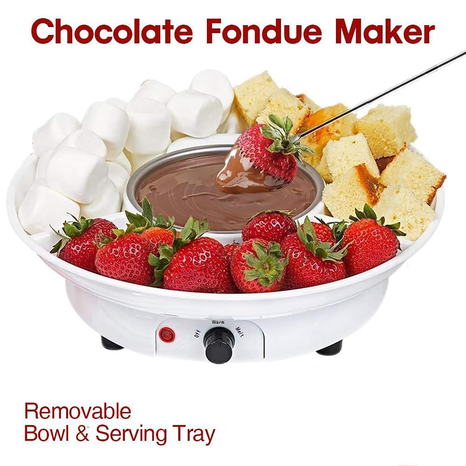 Garnek do topienia czekolady z regulowaną temperaturą, zdejmowaną miską i tacą, idealny do domowej roboty czekolady i DIY S'Mores na imprezy i spotkania rodzinne