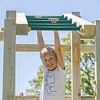Vista 6 de Juego de 6 barras de mono para patio trasero, peldaños de escalera de metal para juegos, asas de escalada de seguridad para patio de juegos al aire