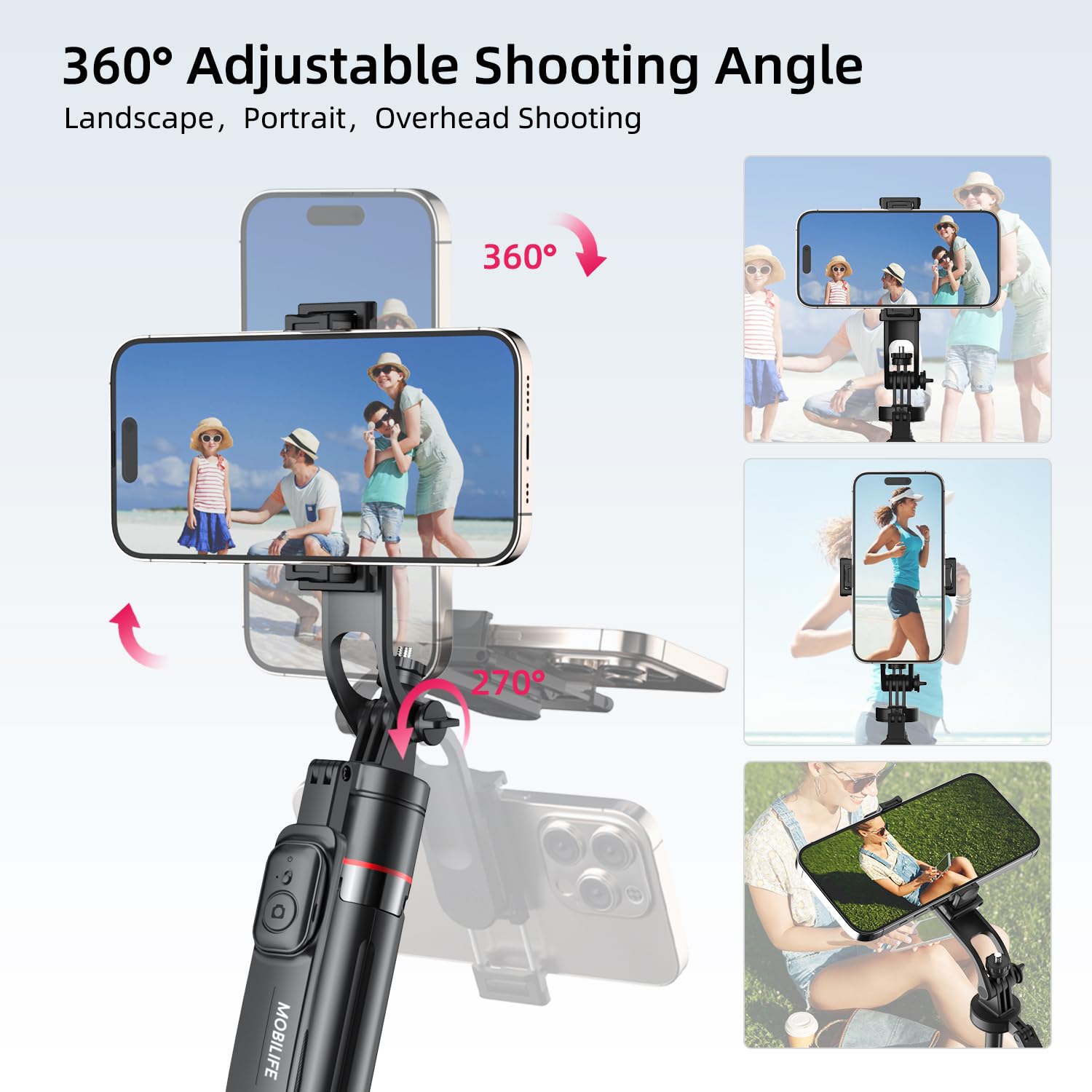 Mobilife 71" Selfie Stick Tripod Auto Open 360 Degree Rotating — Amazon image 8