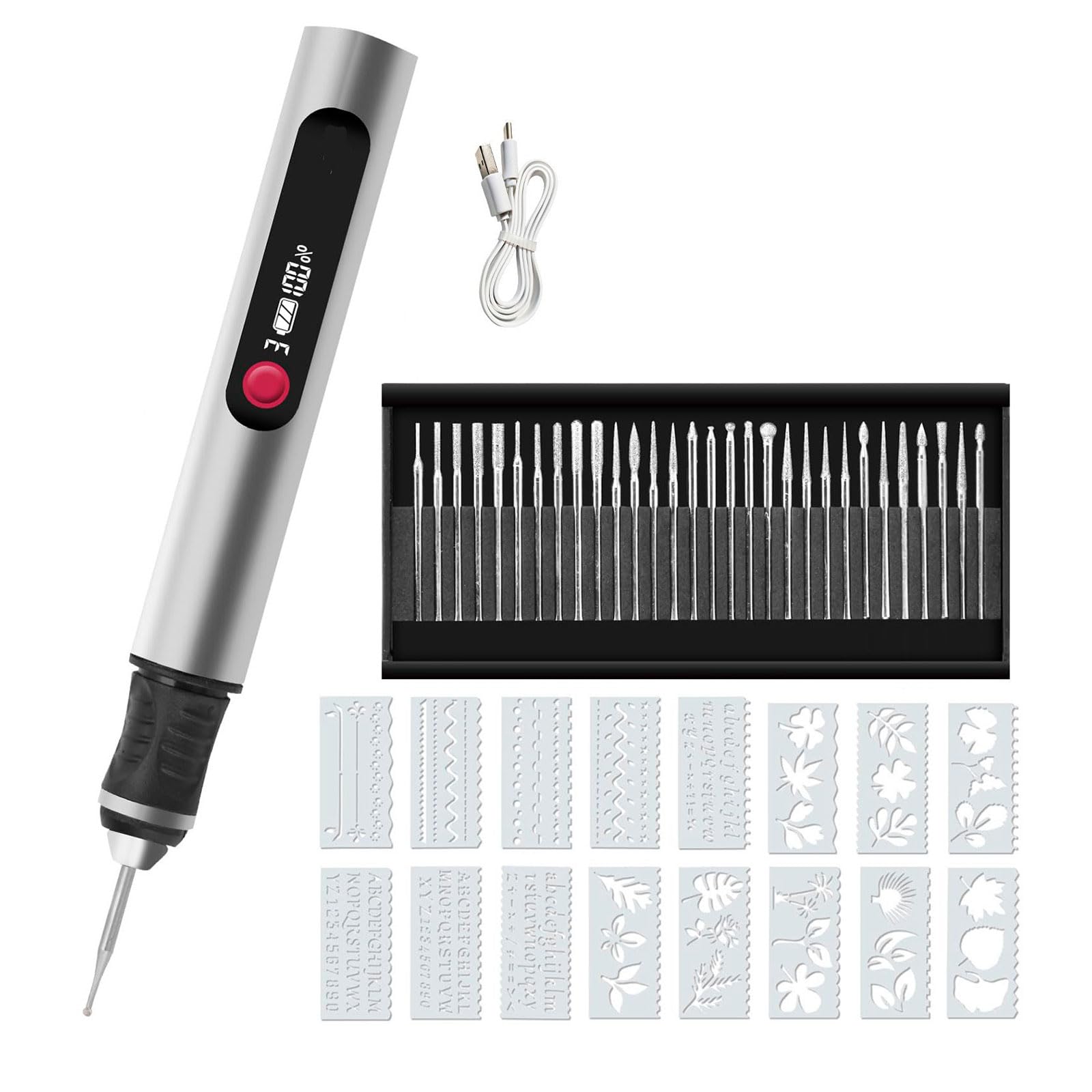 Efficient Multi Gear Engraving Pen Electric Polisher Includes Grinding Polishing Attachments and Protections Electric Polisher