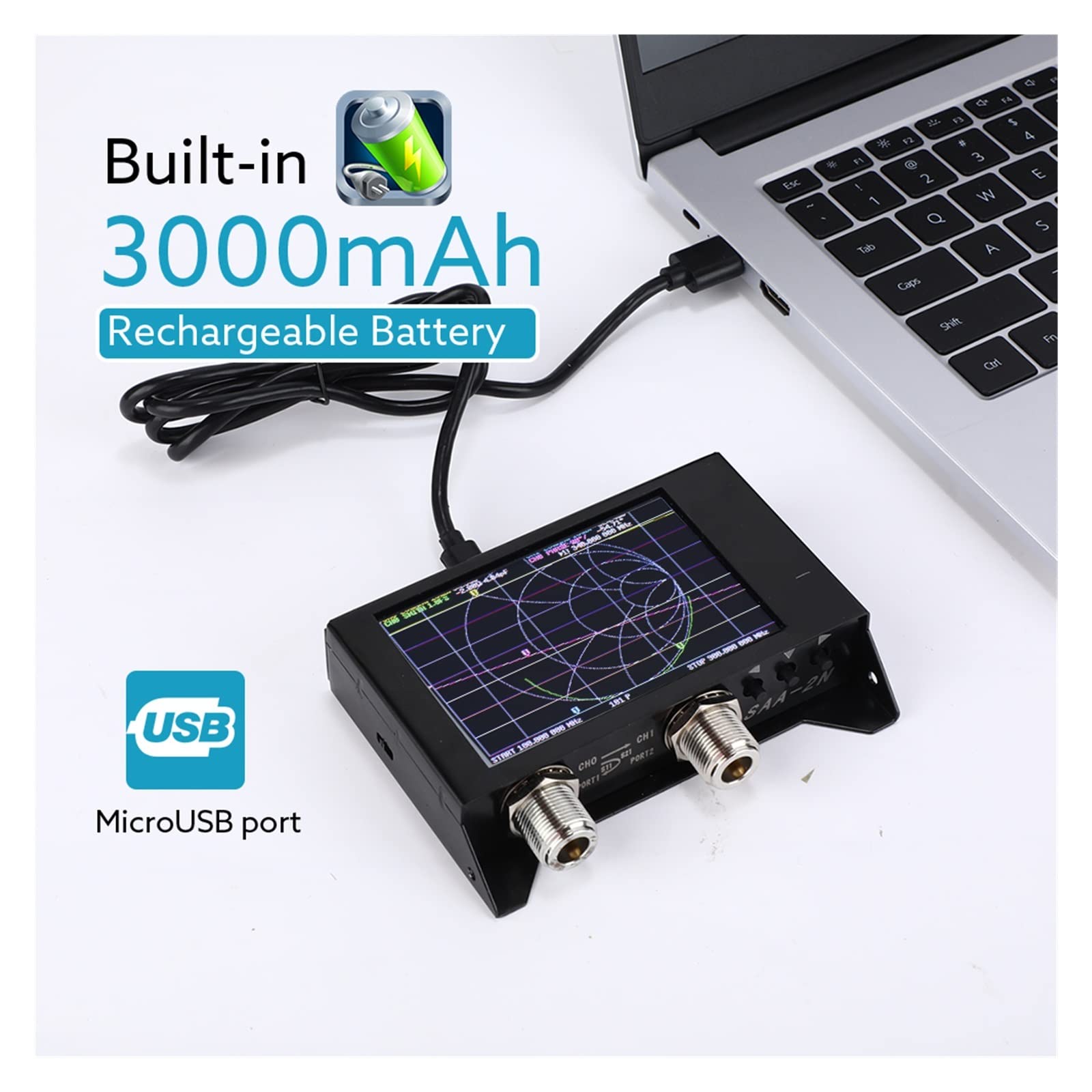 Spektrumanalysator, Vector Network Analyzer Kit 4,0 Zoll Bildschirm 3G SAA-2N NanoVNA V2 Antennenanalysator Kurzwelle HF VHF UHF