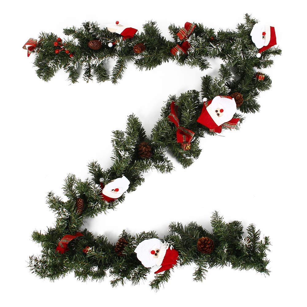 Uten 2,7 m/8.8ft Kerst Slinger, met Dennenappels Rode Bessen Garland Decoraties voor Open Haard Trap Deur Kerstboom Decor