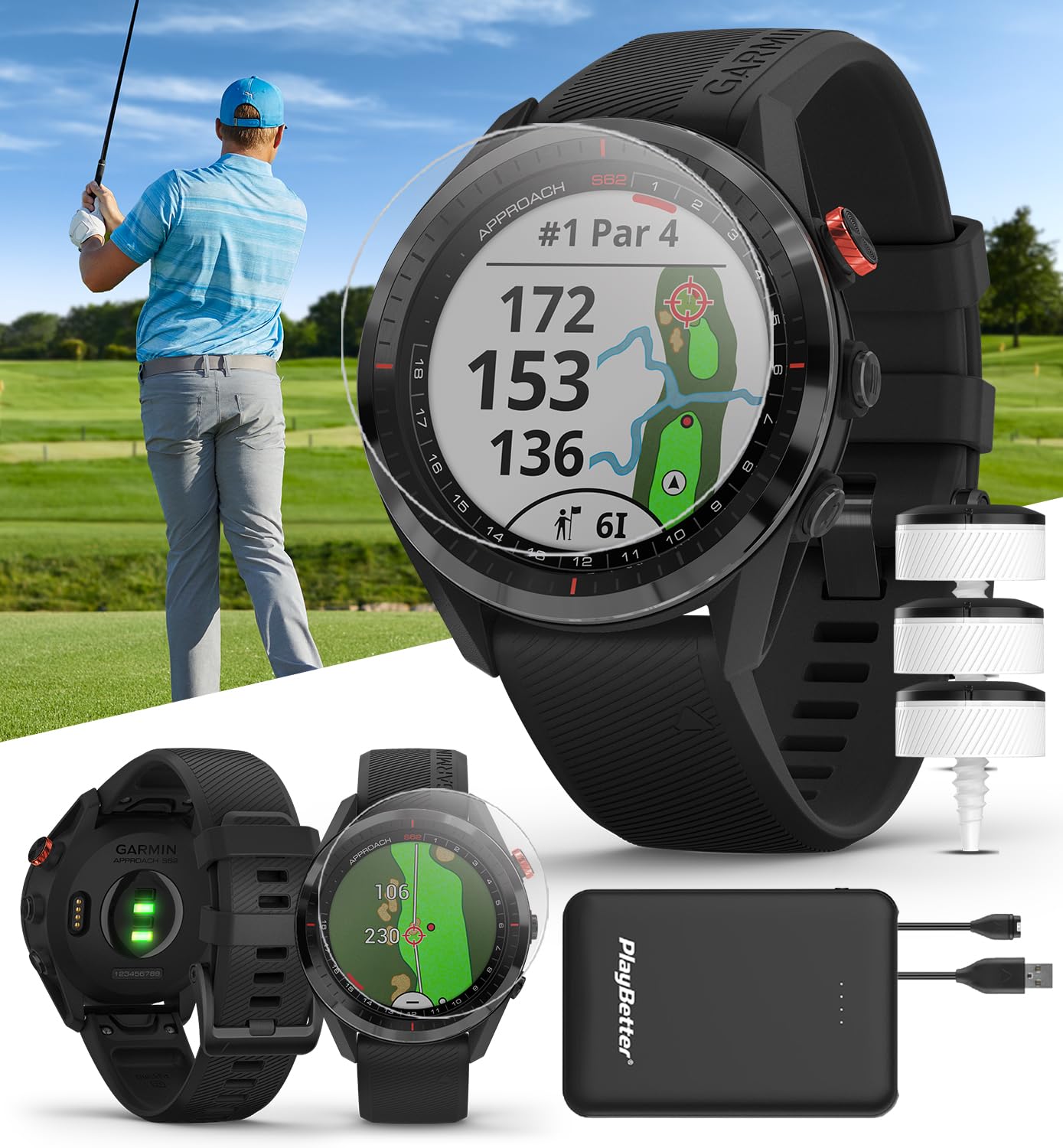 Amazon.com: Garmin Approach S62 (Black Bundle) Premium Golf GPS 