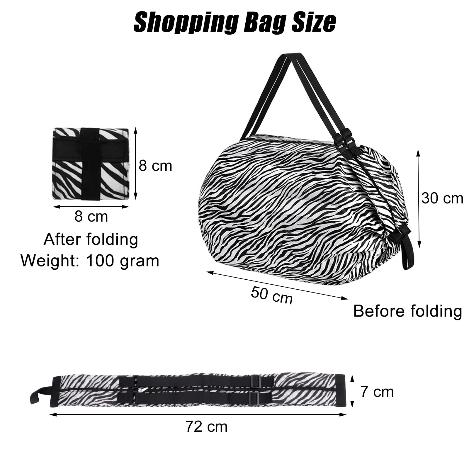 QZDAFFIC Shopping Bags, 2 Style Reusable Folding Travel Bags with Handles, Heavy Duty Handbags Hold 15 KG - Image 2
