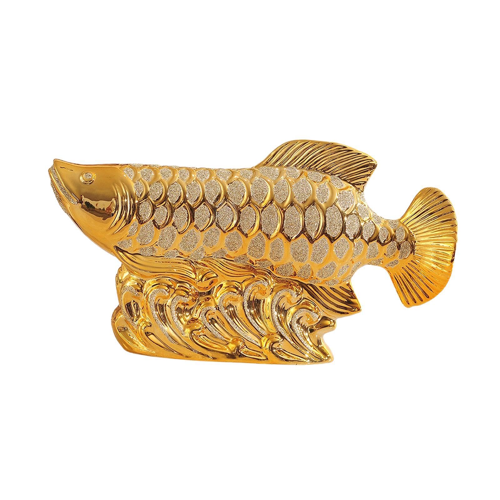 ALCXAZS Goldfish Figures Decor Collections Ceramic Fish Statue Decorative Adds Stunning Ambiance And Beauty To Any Setting Or Shelf Goldfish Figures Decor