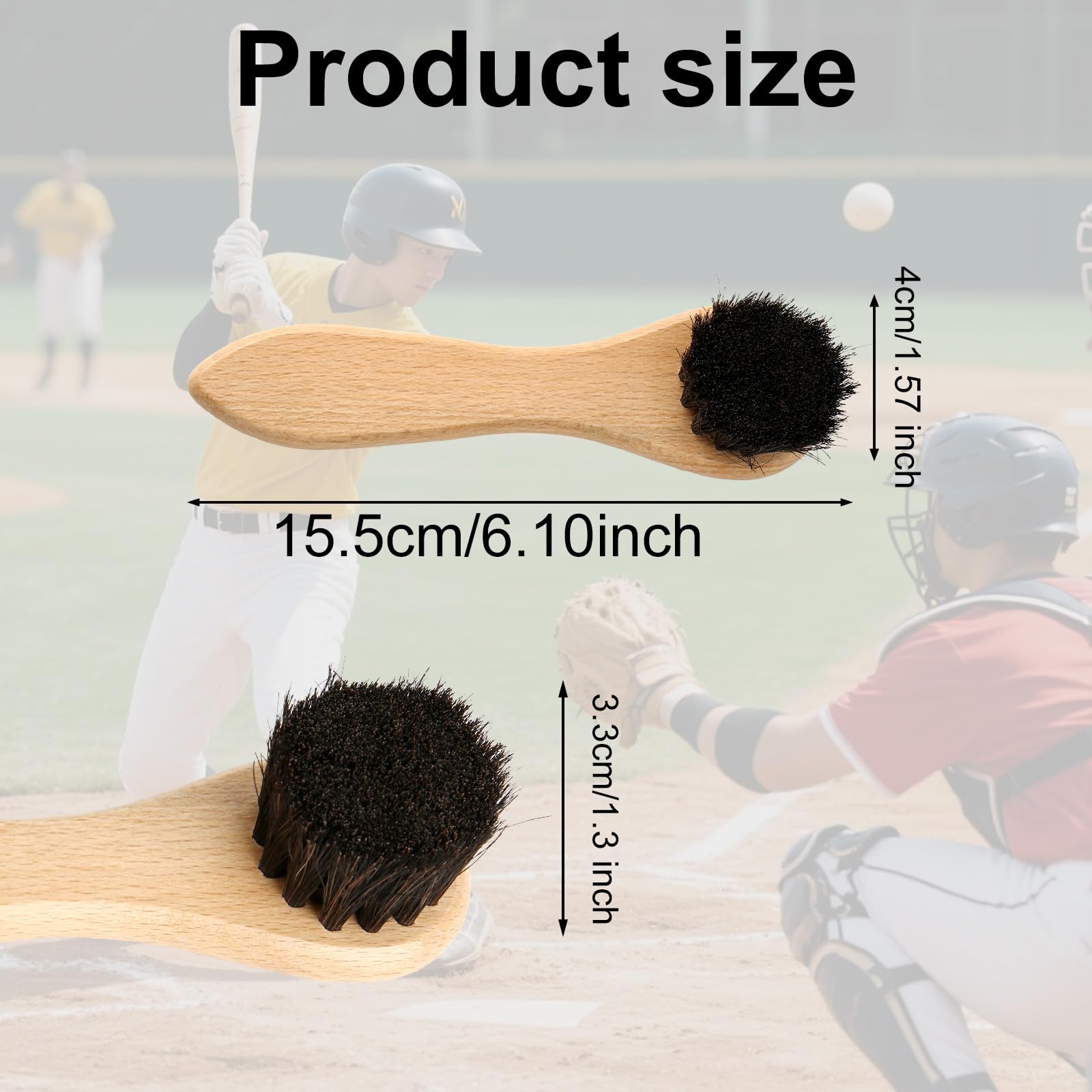 lasuroa 2 Brosses à Récurer pour Gants Baseball, Brosses à Récurer pour Gants Baseball Poils de Cheval Doux Noirs et Blancs Accessoires de Nettoyage en Profondeur