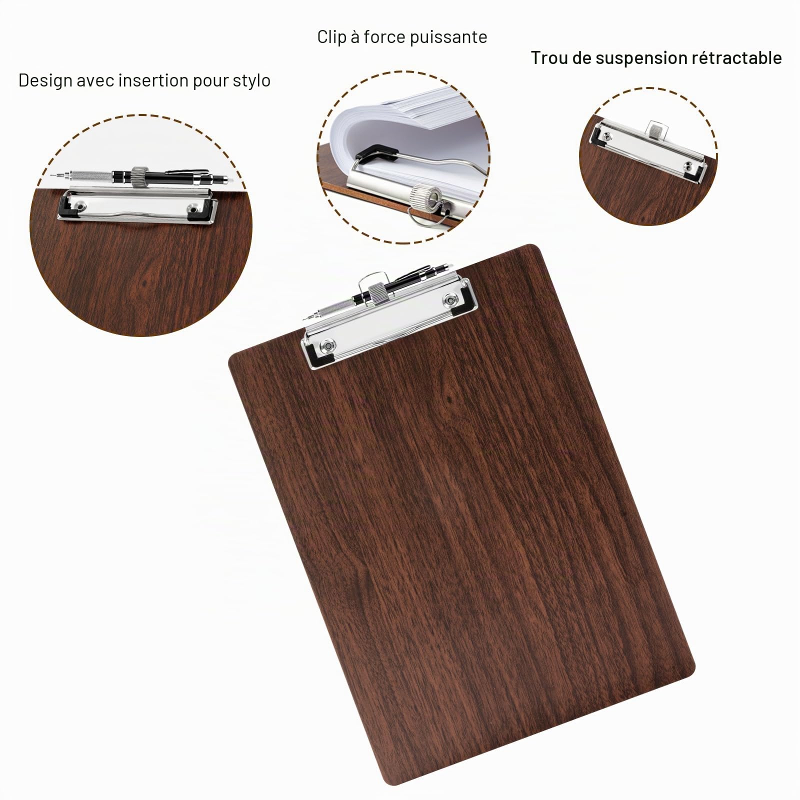 Porte-Blocs en Bois,Lot de 10 A4 Porte bloc,Porte Bloc avec Pince
