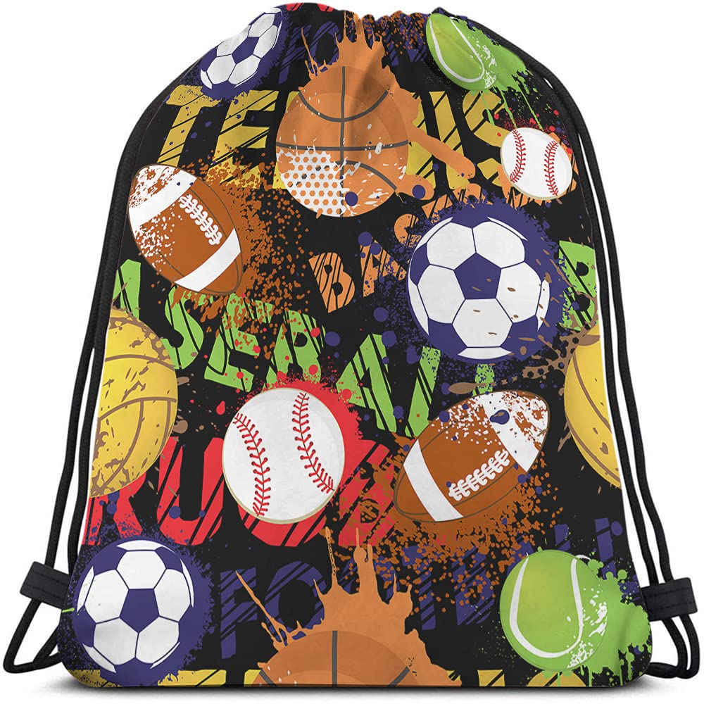 Beabes Bags Drawstring Backpacks for Men & Women - Baseball, Basketball, Volleyball, Gym & Yoga