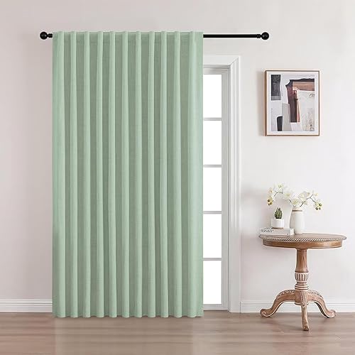 Miniatura 19 de CUCRAF - Cortinas de lino 100% opacas de 84 pulgadas de largo, juego de 2 paneles, con pestaña trasera y bolsillo para cortinero para sala de estar