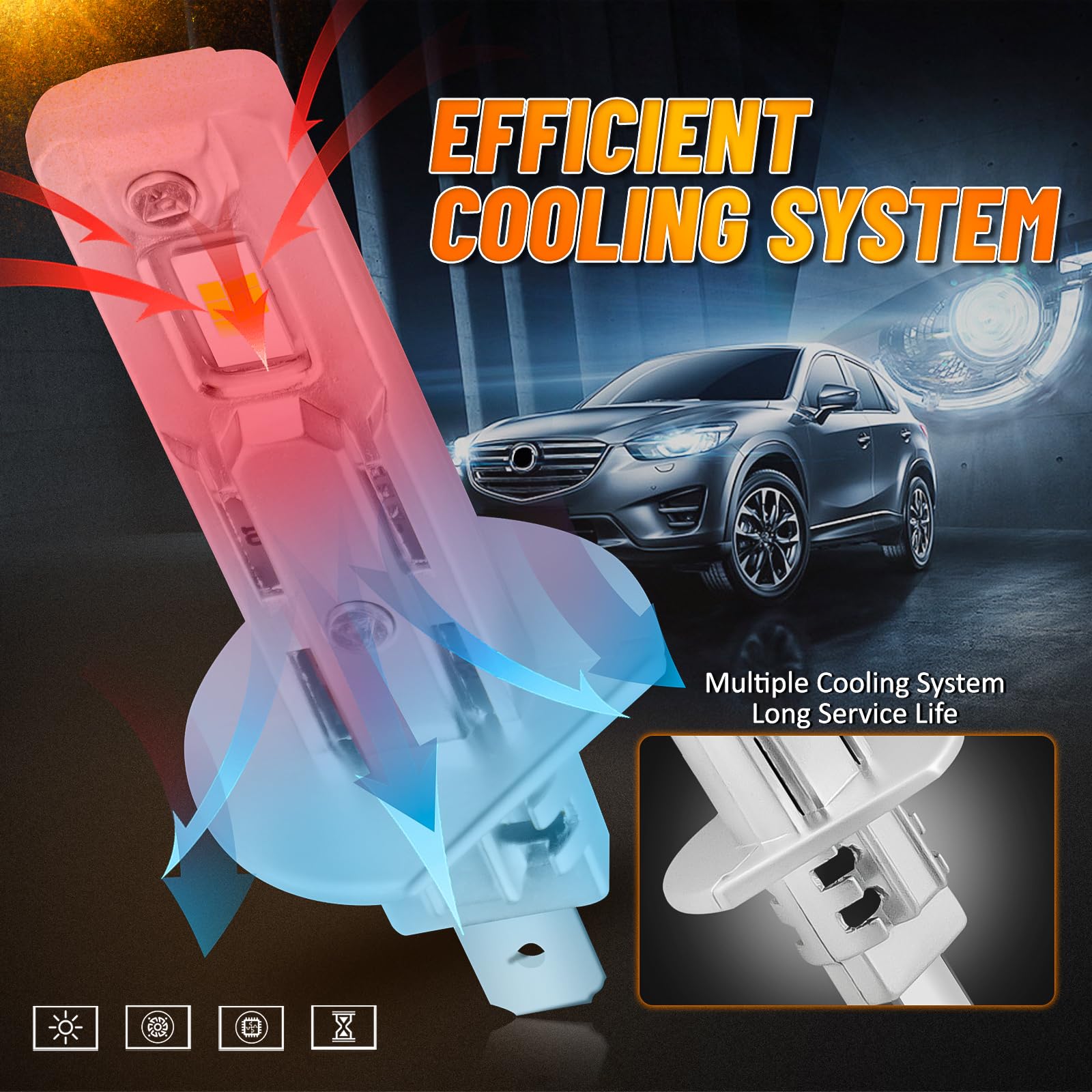 D-Lumina Ampoule H1 LED Canbus,100W 16000LM 6500K Puce CSP Super Lumineux éblouissants et feux de croisement,1:1 Design de rechange Lampe halogène non polarité,Plug and Play